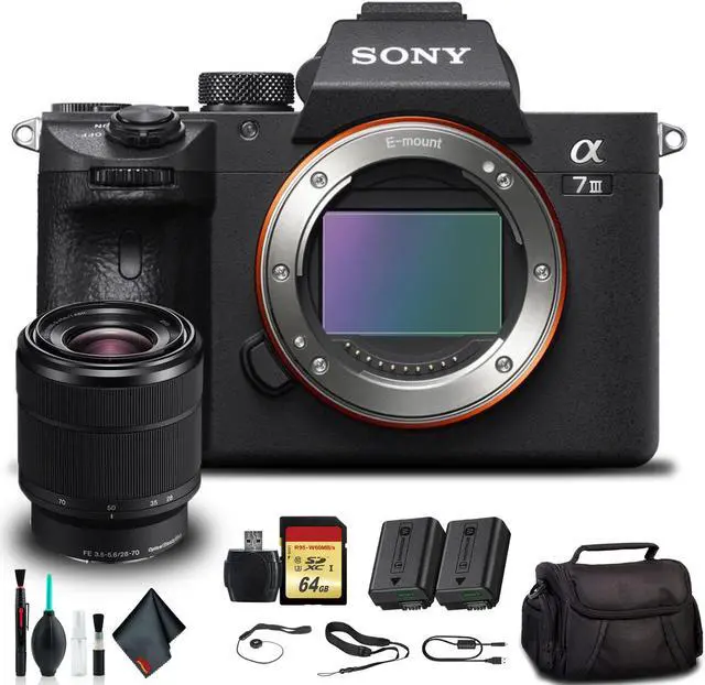 Main image of Sony Alpha a7 III Mirrorless Camera with 28-70mm Lens ILCE7M3K/B With Soft Bag, Additional Battery, 64GB Memory Card, Card Reader , Plus Essential Accessories