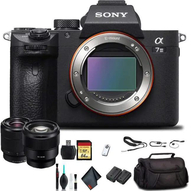 Alt view image 5 of 8 - Sony Alpha a7 III Mirrorless Camera with 28-70mm Lens ILCE7M3K/B With Sony FE 85mm Lens, Soft Bag, Additional Battery, 64GB Memory Card, Card Reader , Plus Essential Accessories