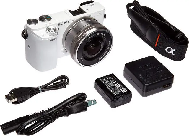 Main image of Sony Alpha a6000 Mirrorless Digital Camera with 16-50 mm Lens, 24 MP (White) (Renewed)