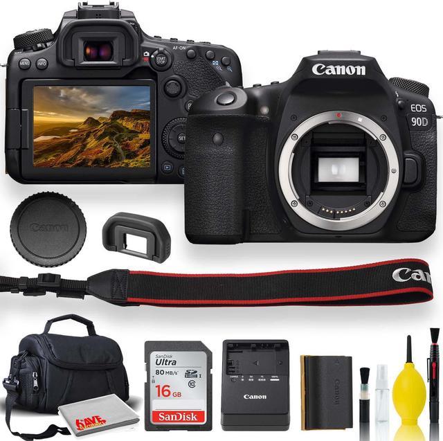Canon EOS 90D DSLR Camera With Padded Case, Memory Card, and More