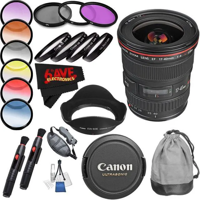 Main image of Canon EF 17-40mm f/4L USM Lens (International Model) (No Warranty) Professional Accessory Combo