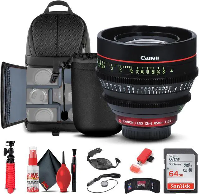 Main image of Canon CN-E 85mm T1.3 L F Cine Lens (6571B001) + BackPack + 64GB Card + More