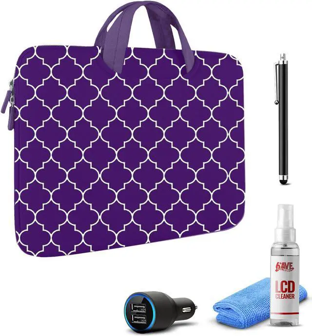 Main image of Tablet Essential Accessory Bundle with Purple Moroccan Sleeve