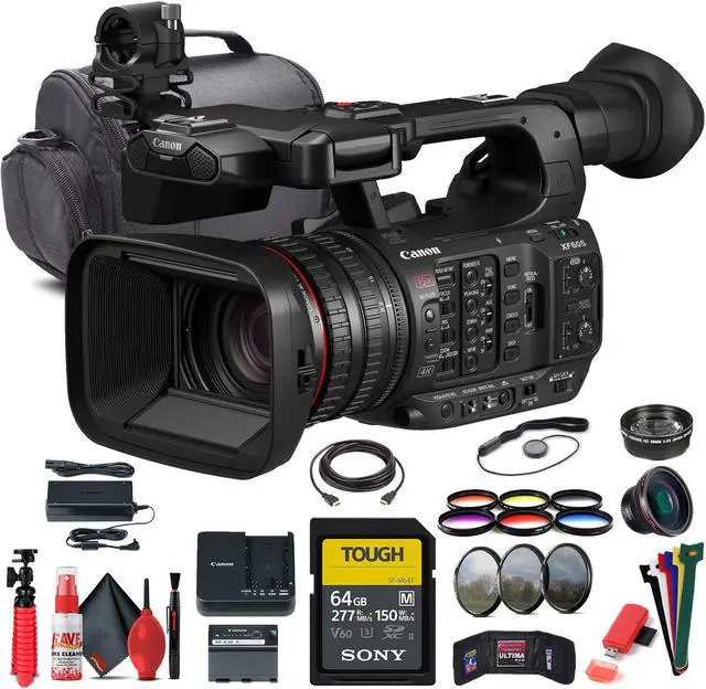 Main image of Canon XF605 UHD 4K HDR Pro Camcorder (5076C002) + BP-A60 Battery + More Bundle