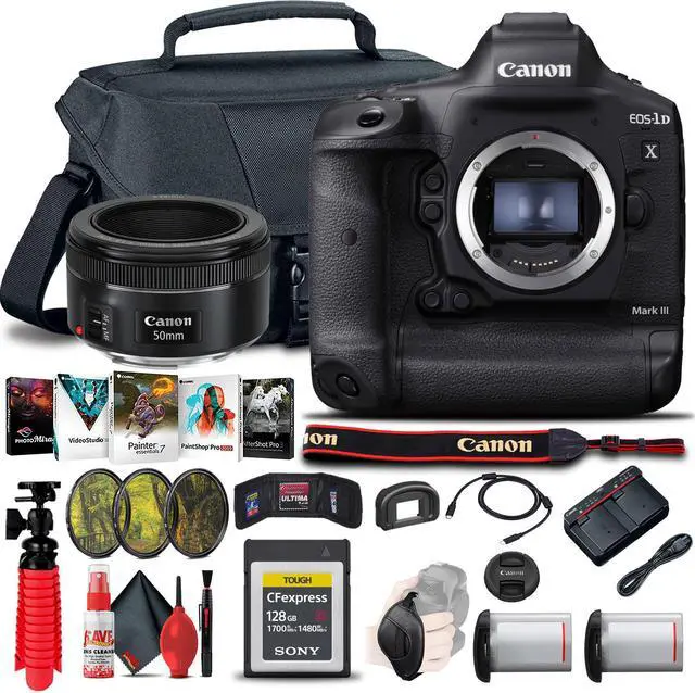 Main image of Canon EOS-1D X Mark III DSLR Camera (Body Only) (3829C002) + Canon EF 50mm Lens