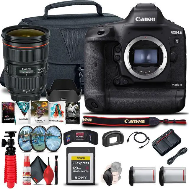 Main image of Canon EOS-1D X Mark III DSLR Camera (3829C002) + Canon EF 24-70mm + Filters