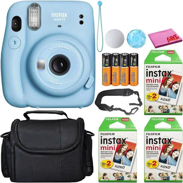 Main image of Fujifilm Instax Mini 11 Instant Camera (Sky Blue) (16654762) Best-Value Bundle -Includes- (60) Instax Mini Instant Films + Carrying Case + Batteries + Neck Strap