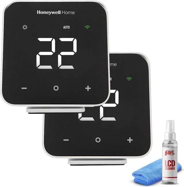 Main image of 2-Pack Honeywell D6 Pro Wi-Fi Ductless Controller Black + LCD Cleaner