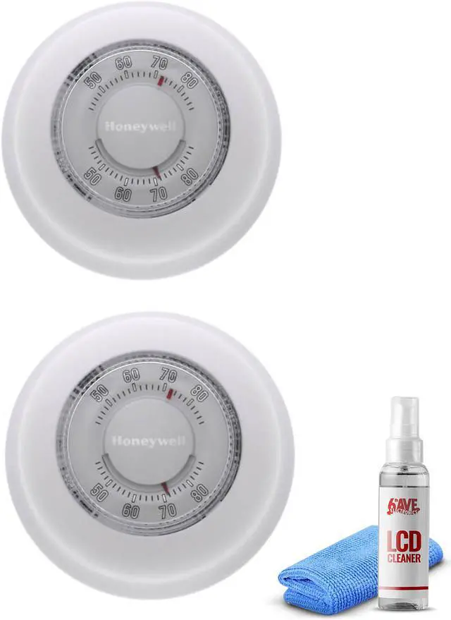 Main image of 2-Pack Honeywell T87K1007 Heat Only Thermostat, 1 Pack -White + LCD Cleaner