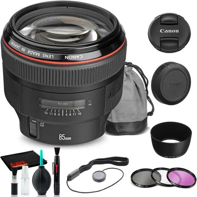 Main image of Canon EF 85mm f/1.2L II USM Lens (1056B002) + Filter Kit + Cap Keeper + More