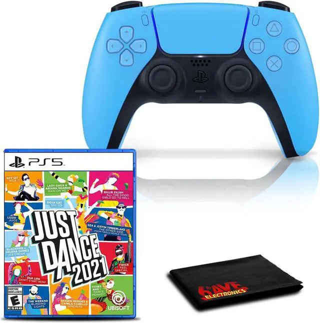 Main image of PlayStation 5 DualSense Wireless Controller (Starlight Blue) with Just Dance 2021 and 6Ave Cleaning Cloth