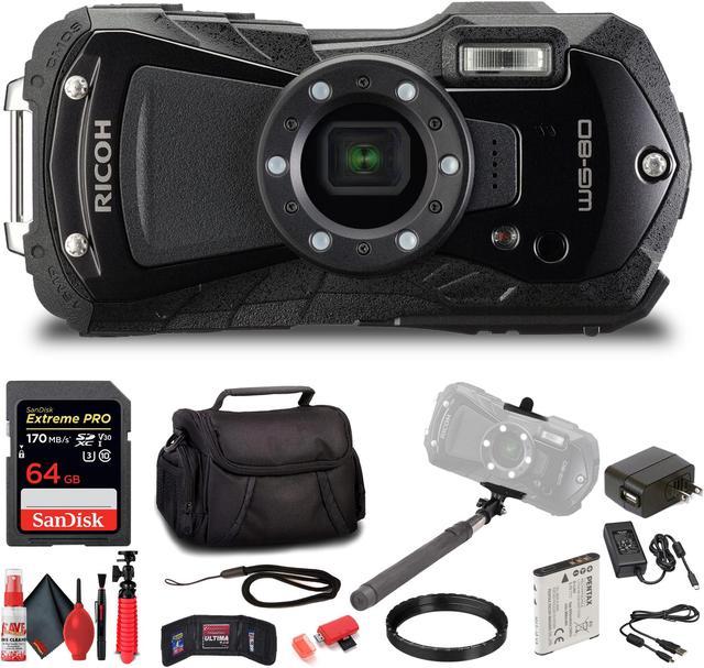Ricoh WG-80 Waterproof Digital Camera (Black) with Accessories