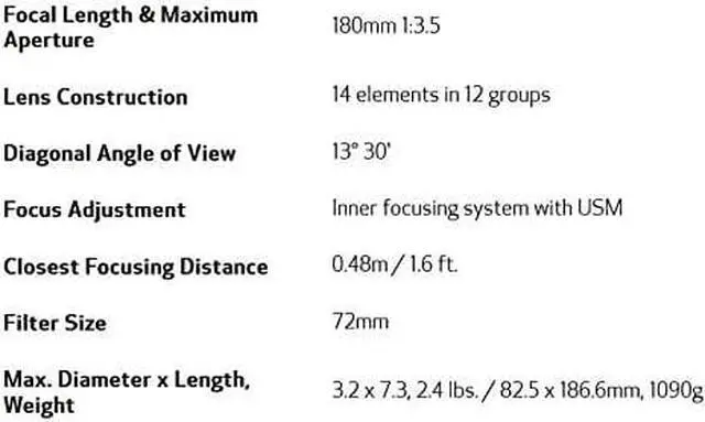 Alt view image 3 of 3 - Canon EF 180mm f3.5L Macro USM AutoFocus Telephoto Lens for Canon SLR Cameras