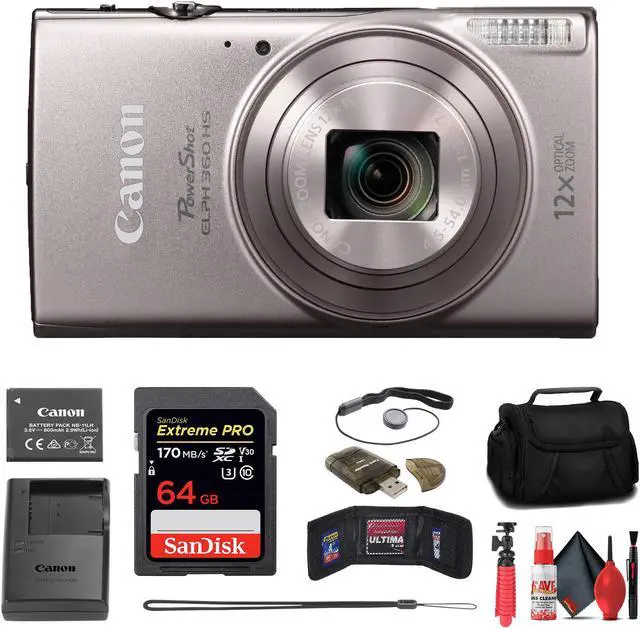 Main image of Canon PowerShot ELPH 360 HS Camera + 64GB Card + Case + More