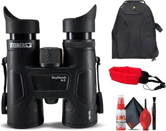 Main image of Steiner SkyHawk 4.0 10x32 Binoculars (23370900) Bundle with Padded Backpack, Floating Wrist Strap, and 6Ave Cleaning Kit