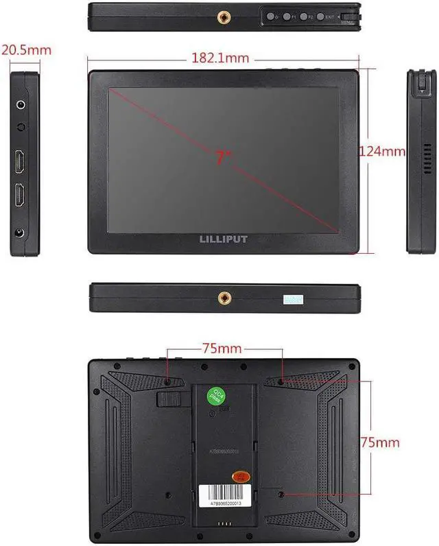 Alt view image 2 of 4 - LILLIPUT 7 inch A7S Black 1920x1200 IPS On Camera Monitor with 4K HDMI Input Output Field Monitor
