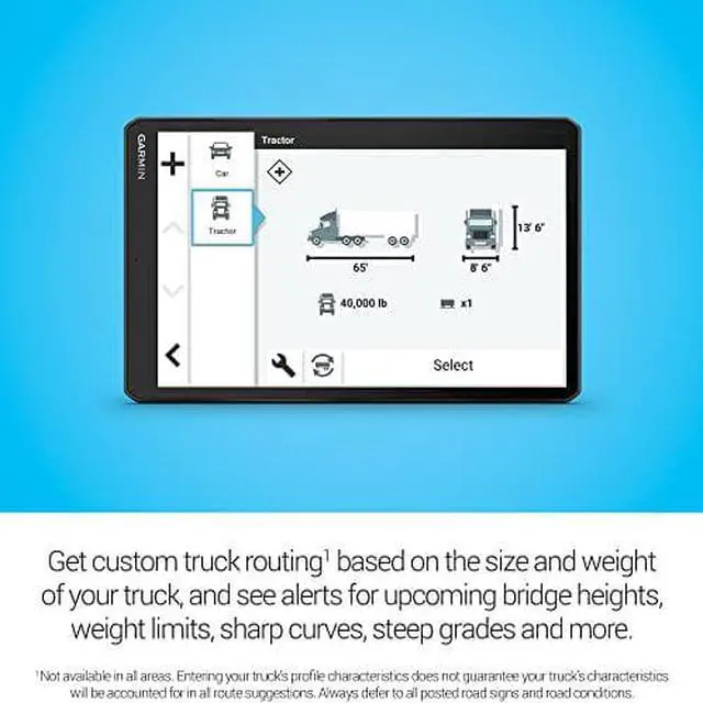 Alt view image 4 of 4 - Garmin dzl OTR1010, Extra-Large, Easy-to-Read 10 GPS Truck Navigator, Custom Truck Routing, High-Resolution Birdseye Satellite Imagery, Directory of Truck & Trailer Services