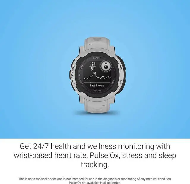Alt view image 7 of 11 - Garmin Instinct 2 Solar Standard Edition 45mm Rugged GPS Smartwatch, Mist Gray