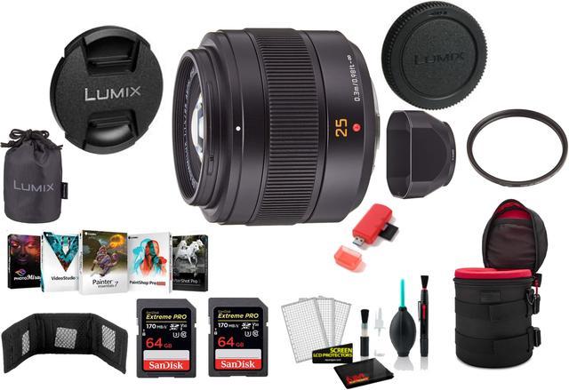 Panasonic Leica DG Summilux 25mm f/1.4 II ASPH. Lens with 2x 64 Memory  Cards and More (International Model)