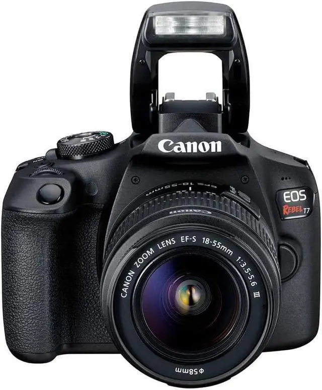 Alt view image 2 of 4 - Canon EOS Rebel T7 DSLR Camera with 18-55mm Lens Starter Bundle  + Includes: EOS Bag +  Sandisk Ultra 64GB Card + Clean and Care Kit + More