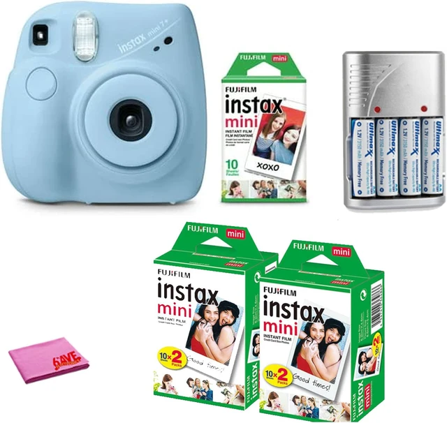 Instant Mini Camera Blue FujiFilm Instax Mini 7+ Instant Camera, Blue + 60 Total Films ...
