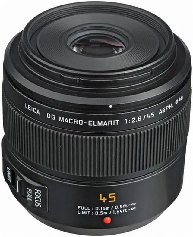 Alt view image 2 of 4 - Panasonic Leica DG Macro-Elmarit 45mm f/2.8 ASPH. MEGA O.I.S. Lens with 2x 64 Memory Cards (International Model)