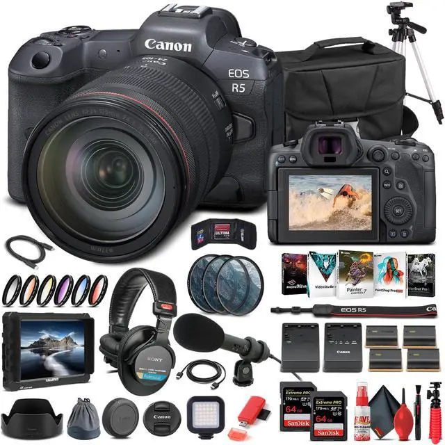 Main image of Canon EOS R5 Mirrorless Camera W/ 24-105mm f/4L Lens 4147C013 - Pro Bundle