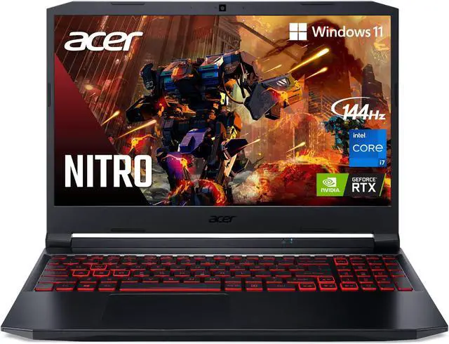 Alt view image 5 of 8 - Acer Nitro 5 AN515-57-79TD Gaming Laptop | Intel Core i7-11800H | NVIDIA GeForce RTX 3050 Ti Laptop GPU | 15.6" FHD 144Hz IPS Display | 8GB DDR4 | 512GB NVMe SSD | Killer Wi-Fi 6 | Backlit Keyboard