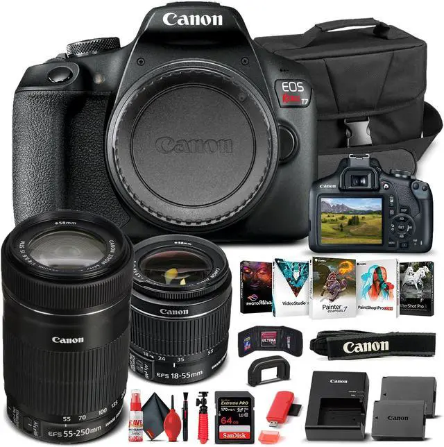 Main image of Canon EOS Rebel T7 Camera W/ 18-55mm and EF-S 55-250mm Lens - Basic Bundle