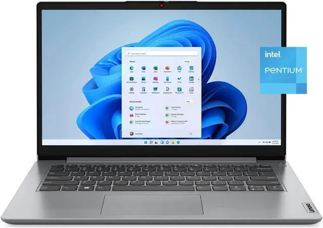 Main image of Lenovo Ideapad 1i, 14.0" Laptop, Intel Pentium N5030, 4GB RAM, 128GB eMMC Storage, Cloud Grey, Windows 11 in S Mode, 82V6001DUS