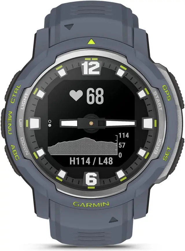 Alt view image 2 of 4 - Garmin Instinct Crossover, Rugged Hybrid Smartwatch, Analog Hands and Digital Display, Blue Granite
