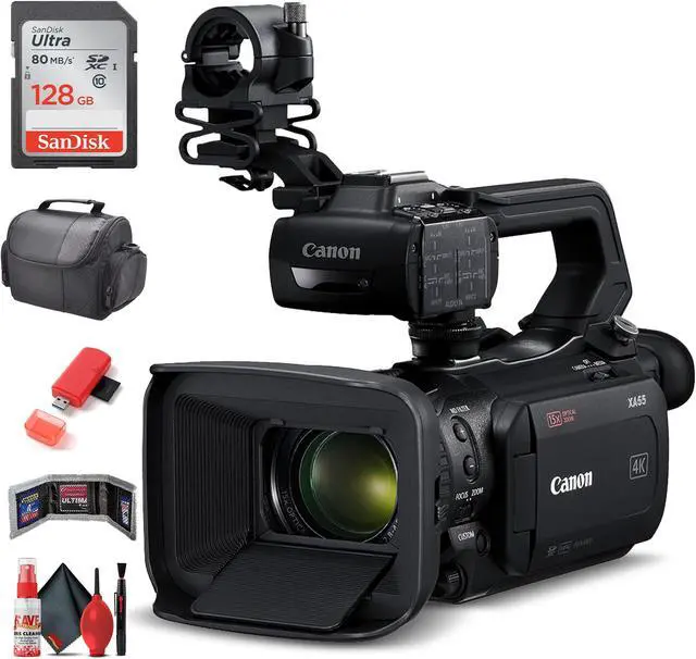 Main image of Panasonic 4K Camcorder W/ Padded Case, 128 GB Memory Card, Lens Attachments, Wire Straps, LED Light, And More
