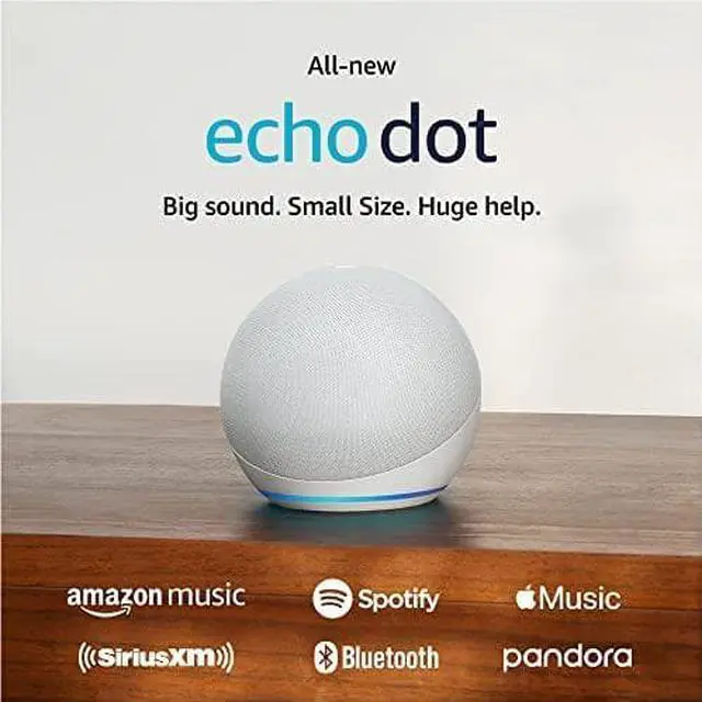 Alt view image 2 of 4 - Amazon Echo Dot (5th Gen, 2022 Release) (Glacier White) with accessories