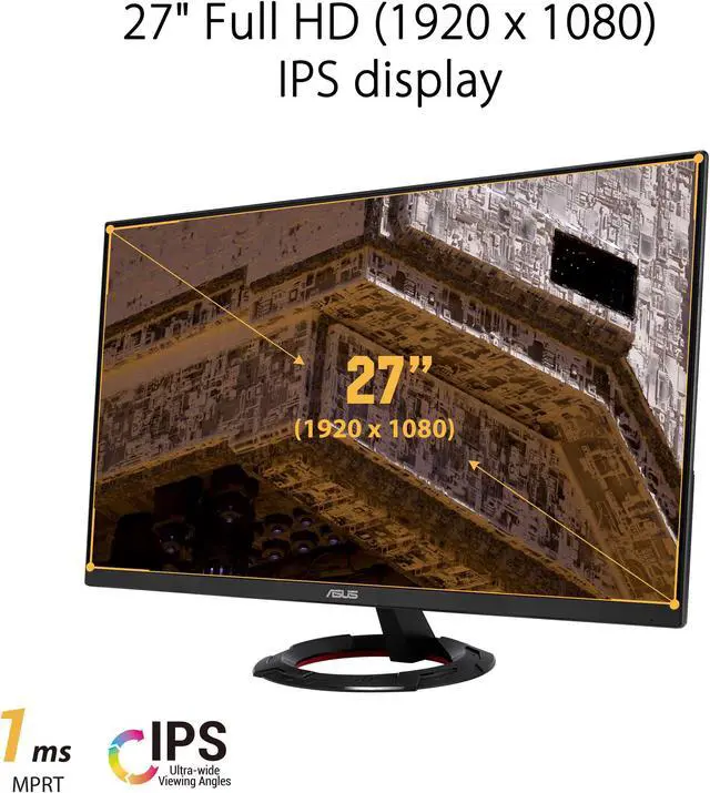 Alt view image 15 of 20 - ASUS TUF Gaming 27” 1080P Monitor (VG279Q1R) - Full HD, IPS, 144Hz, 1ms, Extreme Low Motion Blur, Speaker, FreeSync Premium, Shadow Boost, VESA Mountable, DisplayPort, HDMI, Tilt Adjustable