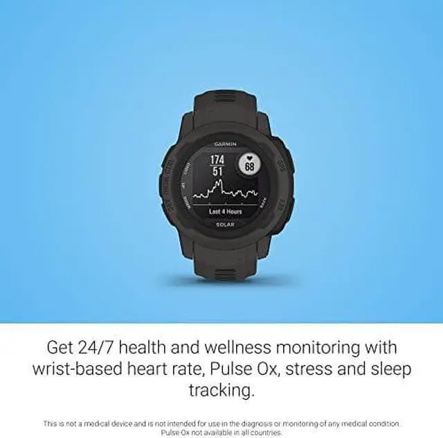 Alt view image 6 of 9 - Garmin Instinct 2S Solar, Graphite | Solar Charging GPS Smart Watch 010-02564-10