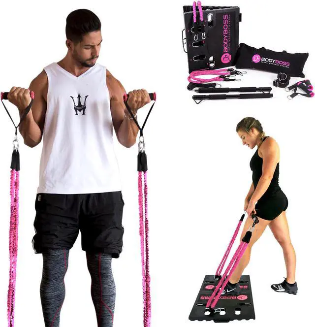 Alt view image 8 of 8 - BodyBoss Portable Gym 2.0 - Pink - The World's 1st Home Gym You Can Take Anywhere!
