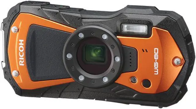 Alt view image 2 of 4 - Ricoh WG-80 Waterproof Digital Camera (Orange) with Tripod (International Model)
