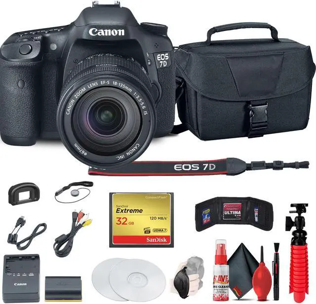 Main image of Canon EOS 7D DSLR Camera with 18-135mm Kit (3814B016) + 32GB Compact Flash Card Base Bundle