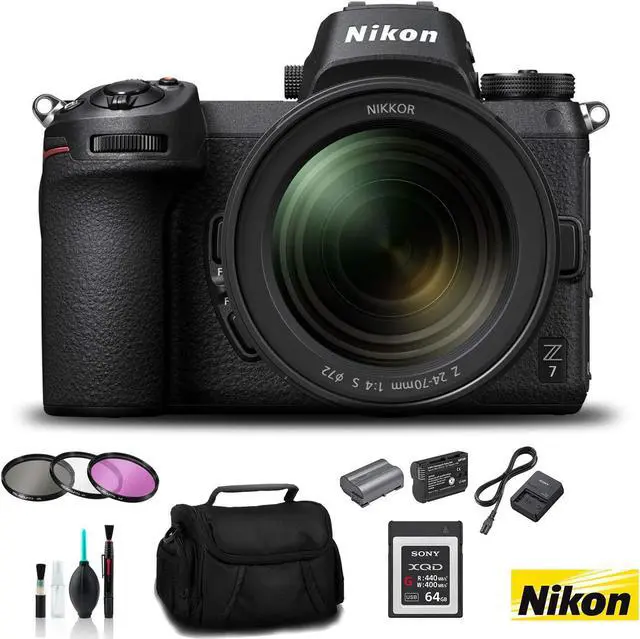 Alt view image 5 of 8 - Nikon Z 7 Mirrorless FX-Format Digital Camera with 24-70mm Lens - Bundle 64GB Memory Card  + EN-EL15 Li-on Battery + External Rapid Charger + 72mm 3 Pc Filter Kit and MORE - Intl Model