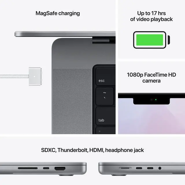 Alt view image 4 of 4 - Apple MacBook Pro with Apple M1 Pro chip (14 inch, 16GB RAM, 1TB SSD) Space Gray