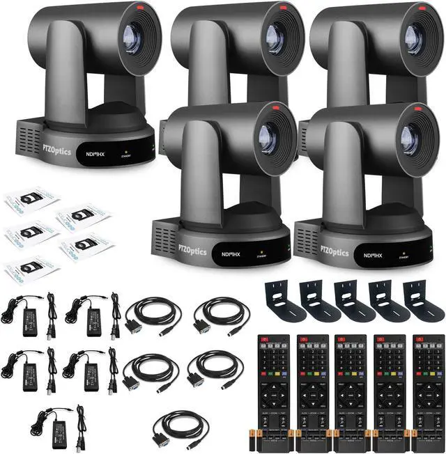 Main image of 5 x PTZOptics Move 4K PTZ Camera with 30x Zoom (Gray) (PT30X-4K-GY-G3) + 5 x Wall Mount