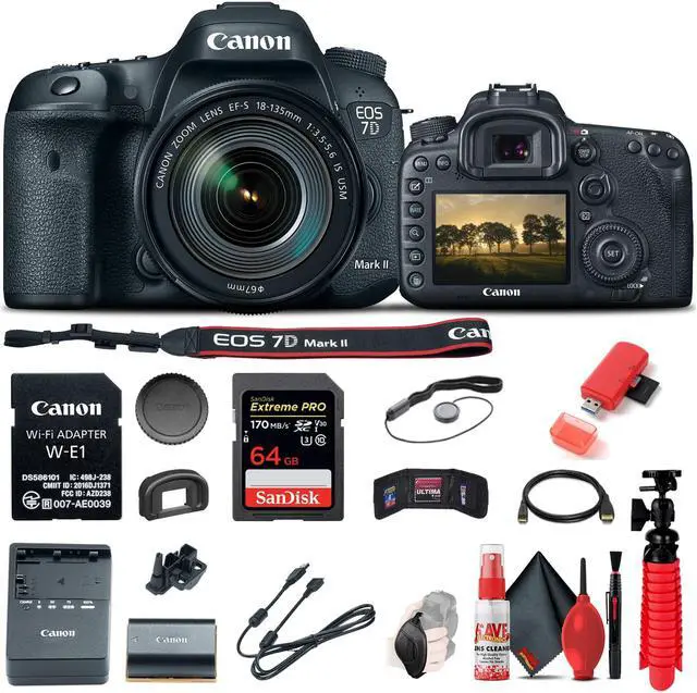 Main image of Canon EOS 7D Mark II DSLR Camera W/ 18-135mm f/3.5-5.6 IS USM Lens & W-E1 Base Bundle