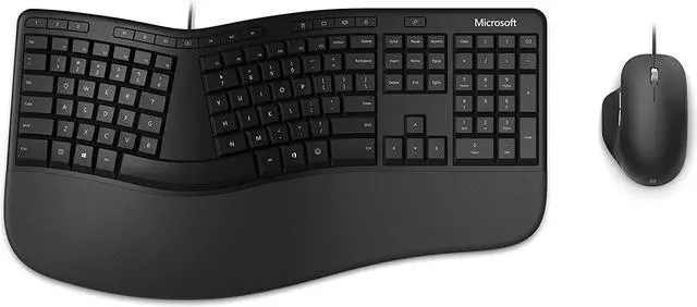 Alt view image 17 of 20 - Microsoft Ergonomic Desktop - Black - Wired, Comfortable, Ergonomic Keyboard and Mouse Combo, with Cushioned Wrist and Palm Support. Split Keyboard. Dedicated Office Key.