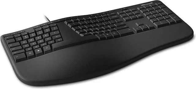 Alt view image 18 of 20 - Microsoft Ergonomic Desktop - Black - Wired, Comfortable, Ergonomic Keyboard and Mouse Combo, with Cushioned Wrist and Palm Support. Split Keyboard. Dedicated Office Key.