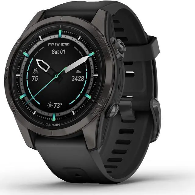 Main image of Garmin epix Pro (Gen 2) – Sapphire Edition, Carbon Gray DLC Titanium with Black Band, 42mm | Smart Watch 010-02802-14