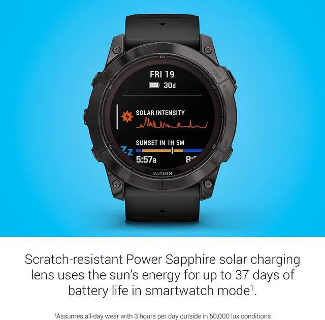 Alt view image 4 of 4 - Garmin fenix 7 Pro Solar Sapphire Carbon Gray Titanium Black with Accessories
