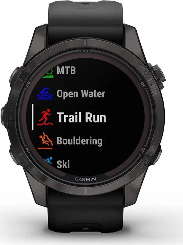 Alt view image 3 of 4 - Garmin fenix 7S Pro Solar, Sapphire, Carbon Gray Titanium Black with Accessories