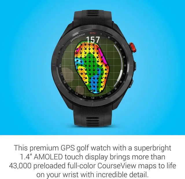Alt view image 3 of 18 - Garmin Approach S70, 47mm, Premium GPS Golf Watch, Black