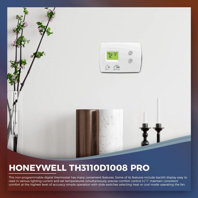 Alt view image 7 of 8 - Thermostat Non-Programmable Digital1H/1C Pro 3000 HONEYWELL CONSUMER Thermostats