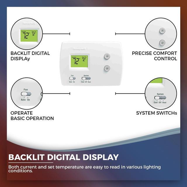 Alt view image 8 of 8 - Thermostat Non-Programmable Digital1H/1C Pro 3000 HONEYWELL CONSUMER Thermostats